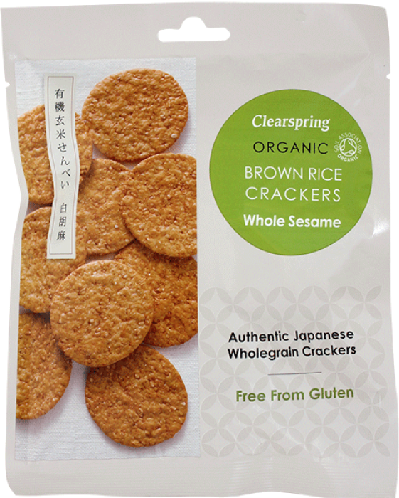 Clearspring Organic Brown Rice Crackers - Sesame & Tamari (40g) - Organic  to your Door